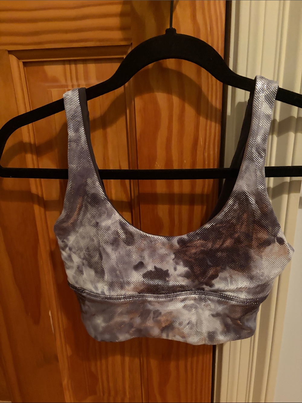 lululemon athletica Tie-Dye Scoop Sports Bra in Gray and silver; reversible